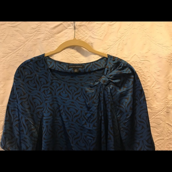 Banana Republic Blue Silk Blk Pattern Blouse Medium - Picture 4 of 7